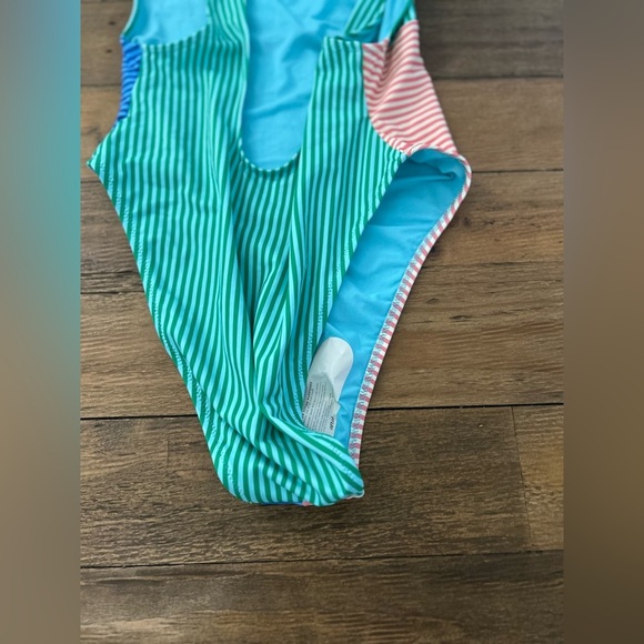 AERIE Crinkle Birthday scoop cheekiest Colorful One Piece Swimsuit - Picture 7 of 10